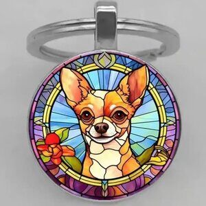 Stainless Steel CHIHUAHUA Dog Keyring Keychain Accessory